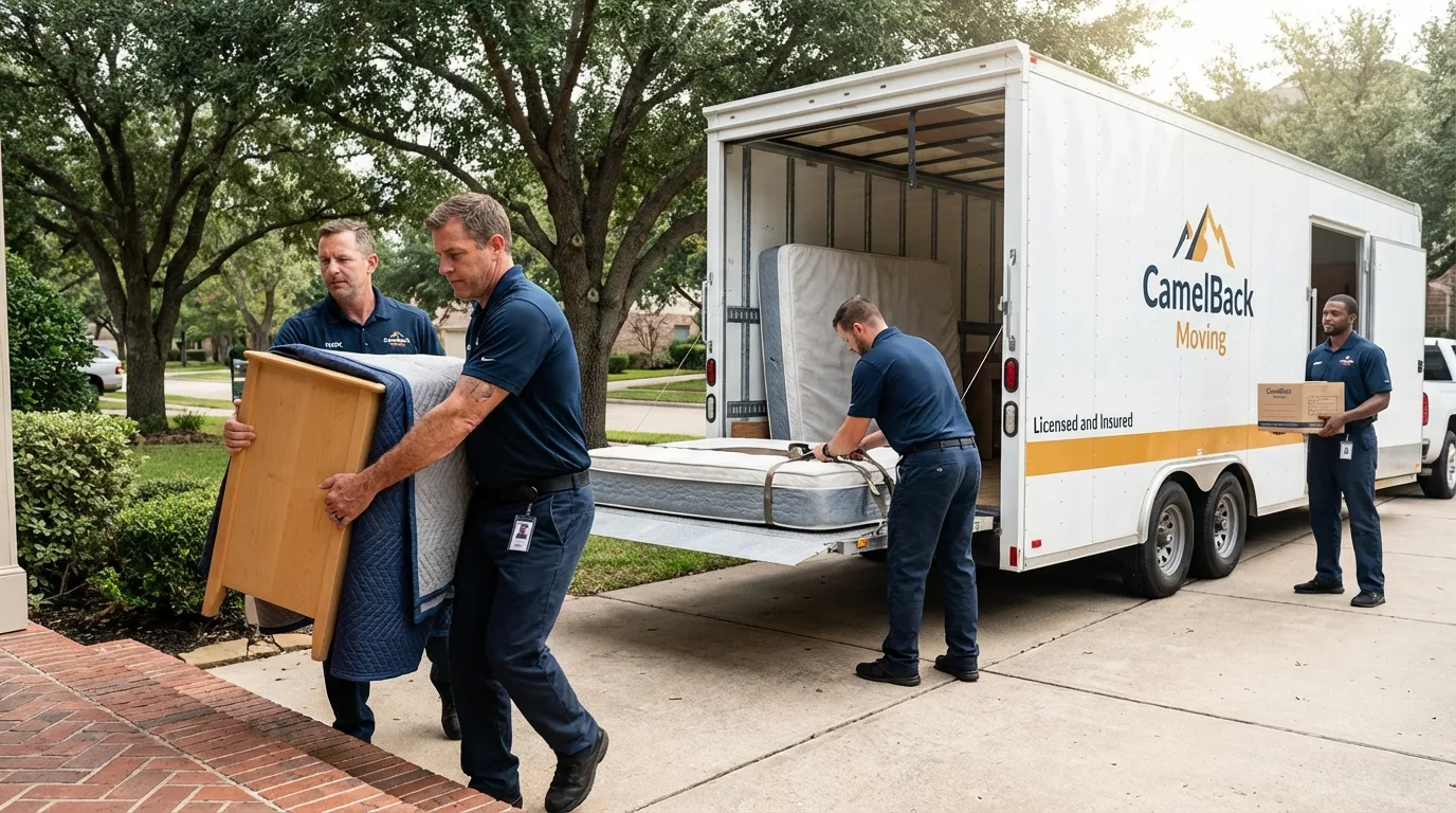 Crew loading residential truck for cross-state move from Jayuya, PR