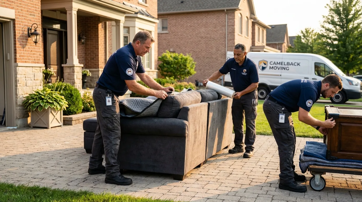 Large estate moving crew wrapping furniture in Jayuya, PR